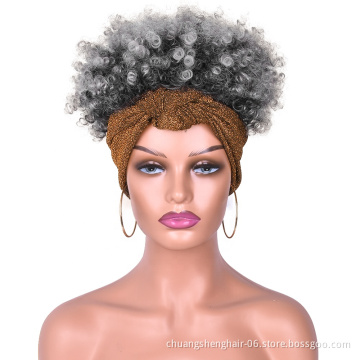 Wholese colorful deep wave blonde headband wigs for black women famale ombre toupee with attached synthetic kinky curly wigs
